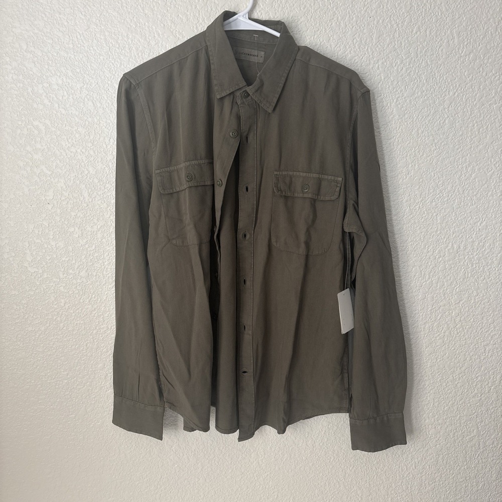 NWT Lucky Brand Shirt Men's Button Up Olive Green‎ Size S